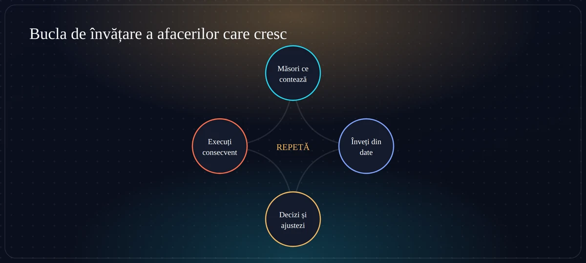 Bucla de învățare a afacerilor care cresc: măsori, înveți, decizi, execuți consecvent, apoi repeți