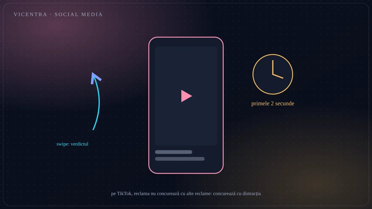 Telefon cu clip TikTok și ceas: primele două secunde decid dacă reclama trăiește sau e dată la o parte